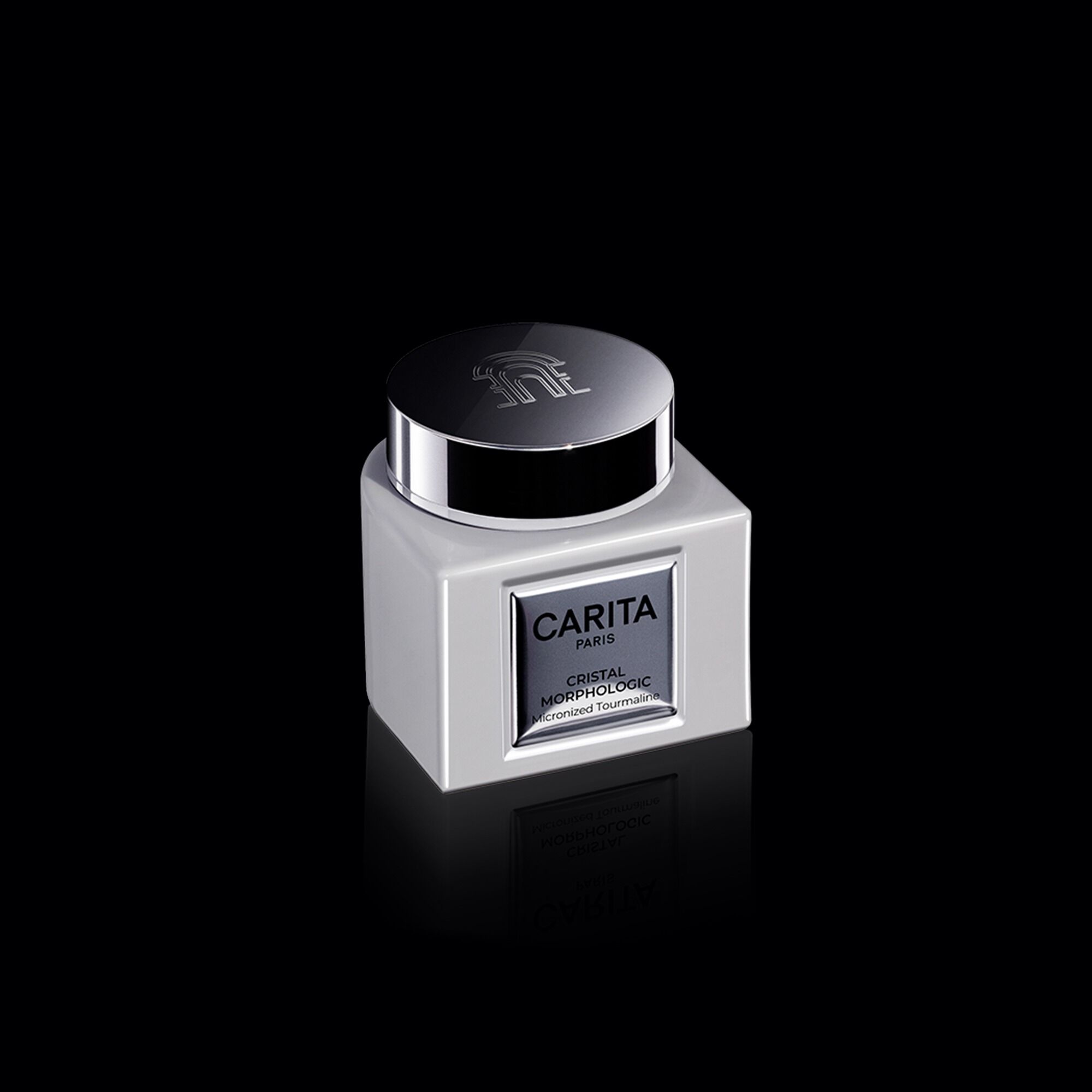 Carita Cristal Morphologic Eye Cream, presented in a white and silver jar.​