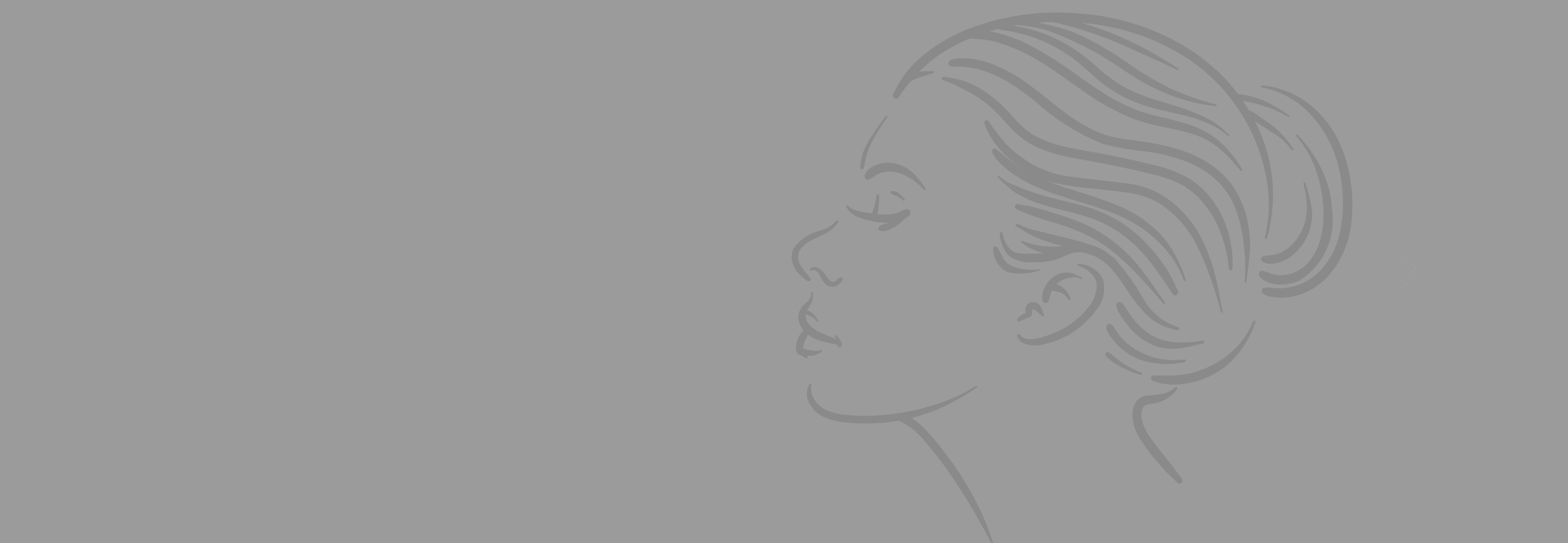 Profile line art of a woman with a serene expression, depicted against a soft gray background.